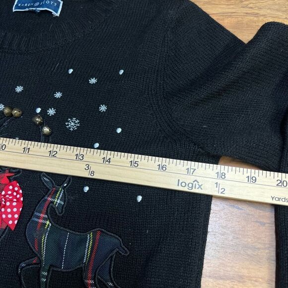Karen Scott New Women's PullOver Christmas Reindeer Theme Sweater Black Medium - Picture 5 of 6